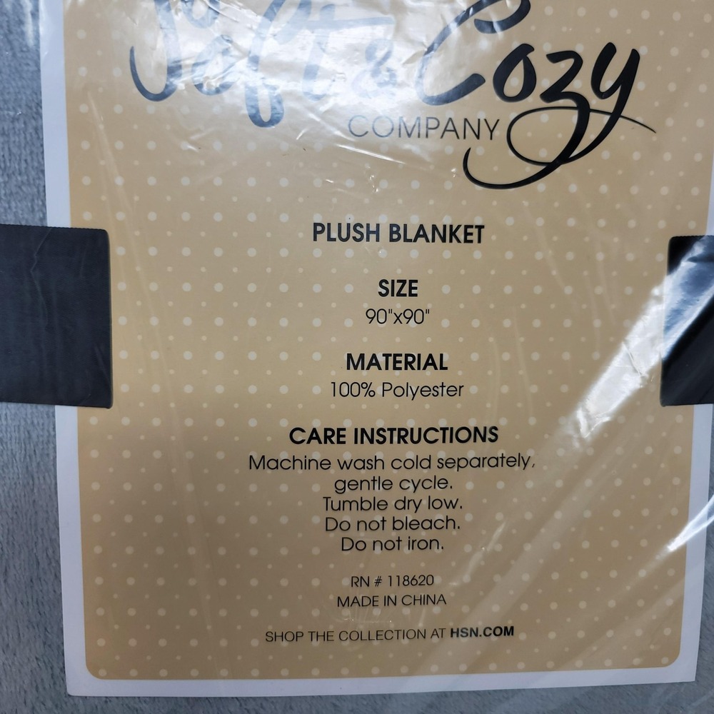 Soft & Cozy Company Lightweight Plush Blanket 90x90 Gray Grey Soft Cozy Bedding - Picture 3 of 4